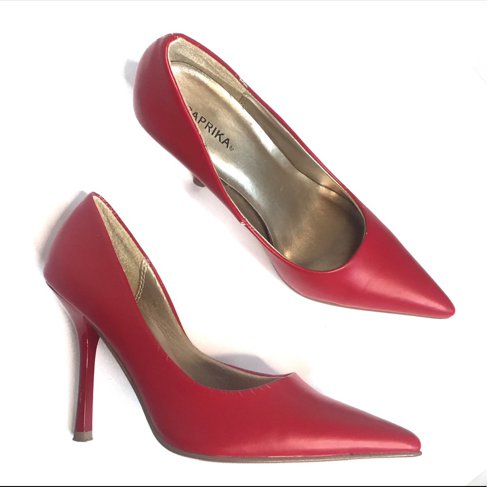 PAPRIKA Shoes Pointed Toe 4" Stiletto Heels Red Size 6